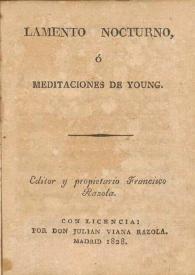 Lamento nocturno ó Meditaciones de Young | Biblioteca Virtual Miguel de Cervantes