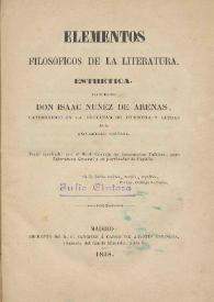 Elementos filosóficos de la literatura esthética / por el doctor Isaac Núñez de Arenas | Biblioteca Virtual Miguel de Cervantes