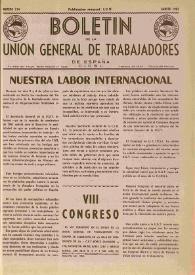 U.G.T. : Boletín de la Unión General de Trabajadores de España en Francia. Núm. 214, agosto de 1962 | Biblioteca Virtual Miguel de Cervantes