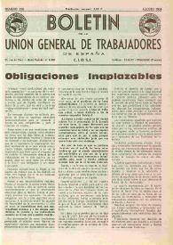 U.G.T. : Boletín de la Unión General de Trabajadores de España en Francia. Núm. 238, agosto de 1964 | Biblioteca Virtual Miguel de Cervantes