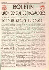 U.G.T. : Boletín de la Unión General de Trabajadores de España en Francia. Núm. 257, marzo de 1966 | Biblioteca Virtual Miguel de Cervantes