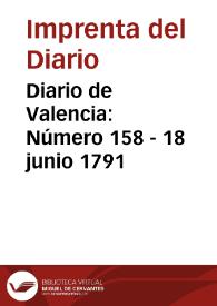 Diario de Valencia: Número 158 - 18 junio 1791 | Biblioteca Virtual Miguel de Cervantes