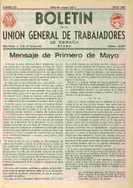 U.G.T. : Boletín de la Unión General de Trabajadores de España en Francia. Núm. 271, mayo de 1967 | Biblioteca Virtual Miguel de Cervantes