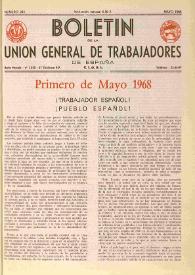 U.G.T. : Boletín de la Unión General de Trabajadores de España en Francia. Núm. 283, mayo de 1968 | Biblioteca Virtual Miguel de Cervantes