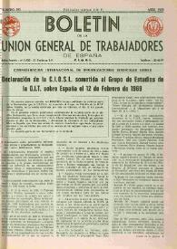 U.G.T. : Boletín de la Unión General de Trabajadores de España en Francia. Núm. 293, abril de 1969 | Biblioteca Virtual Miguel de Cervantes