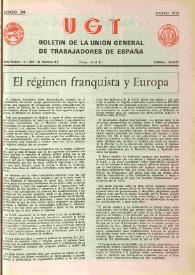 U.G.T. : Boletín de la Unión General de Trabajadores de España en Francia. Núm. 304, marzo de 1970 | Biblioteca Virtual Miguel de Cervantes