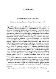 Historia desde el corazón. Notas al libro de Antonio Tovar "En el primer giro" / Pedro Laín Entralgo | Biblioteca Virtual Miguel de Cervantes