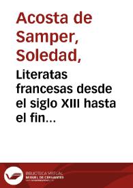 Literatas francesas desde el siglo XIII hasta el fin del siglo XVIII | Biblioteca Virtual Miguel de Cervantes