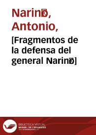 [Fragmentos de la defensa del general Nariño] | Biblioteca Virtual Miguel de Cervantes