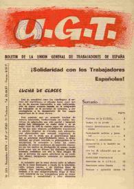 U.G.T. : Boletín de la Unión General de Trabajadores de España en Francia. Núm. 321, noviembre de 1971 | Biblioteca Virtual Miguel de Cervantes