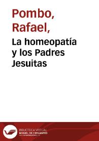 La homeopatía y los Padres Jesuitas | Biblioteca Virtual Miguel de Cervantes