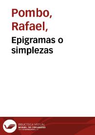 Epigramas o simplezas | Biblioteca Virtual Miguel de Cervantes