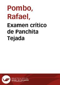 Examen crítico de Panchita Tejada | Biblioteca Virtual Miguel de Cervantes