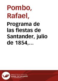 Programa de las fiestas de Santander, julio de 1854, publicado a son de banda y brandy en la gran cabalgata del postrer día | Biblioteca Virtual Miguel de Cervantes