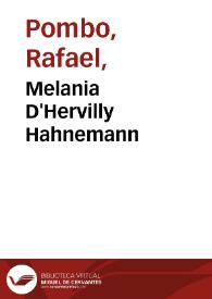 Melania D'Hervilly Hahnemann | Biblioteca Virtual Miguel de Cervantes