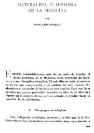 Naturaleza e historia en la medicina / por Pedro Laín Entralgo | Biblioteca Virtual Miguel de Cervantes