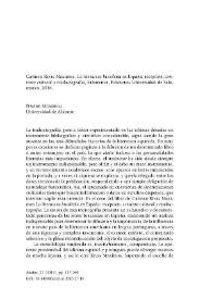 Carmen Rivas Máximus, "La literatura brasileña en España: recepción, contexto cultural y traductografía", Salamanca, Ediciones Universidad de Salamanca, 2014  / Davide Mombelli | Biblioteca Virtual Miguel de Cervantes