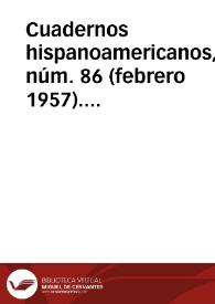 Cuadernos hispanoamericanos, núm. 86 (febrero 1957). Brújula de actualidad. Sección bibliográfica | Biblioteca Virtual Miguel de Cervantes