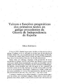 Valores e funcións pragmáticas dos primeiros textos en galego procedentes da Guerra de Independencia de España  / K. B. | Biblioteca Virtual Miguel de Cervantes