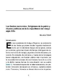 Las fiestas nacionales. Religiones de la patria y rituales políticos en la Europa liberal del "largo siglo XIX" / Maurizio Ridolfi | Biblioteca Virtual Miguel de Cervantes