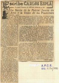 La Santa de la Patria: Juana de Arco y la unión de los franceses / Carlos Esplá | Biblioteca Virtual Miguel de Cervantes