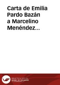 Carta de Emilia Pardo Bazán a Marcelino Menéndez Pelayo. La Coruña, 29 de enero de 1880 | Biblioteca Virtual Miguel de Cervantes