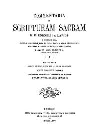 Commentaria in Scripturam Sacram R. P. Cornelii a Lapide... Tomus vigesimus primus... Apocalypsis Sancti Joannis / accurate recognovit ac notis illustravit Augustinus Crampon | Biblioteca Virtual Miguel de Cervantes