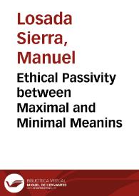 Ethical Passivity between Maximal and Minimal Meanins | Biblioteca Virtual Miguel de Cervantes