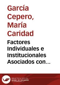 Factores Individuales e Institucionales Asociados con la Producción Académicos de Profesores Universitarios = Institutional and Individual Factors Associated with Faculty Scholarly Productivity | Biblioteca Virtual Miguel de Cervantes