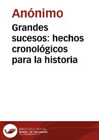 Grandes sucesos: hechos cronológicos para la historia | Biblioteca Virtual Miguel de Cervantes