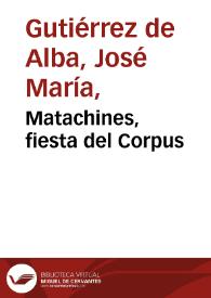 Matachines, fiesta del Corpus | Biblioteca Virtual Miguel de Cervantes