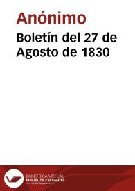 Boletín del 27 de Agosto de 1830 | Biblioteca Virtual Miguel de Cervantes