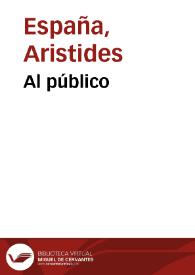 Al público | Biblioteca Virtual Miguel de Cervantes