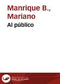 Al público | Biblioteca Virtual Miguel de Cervantes