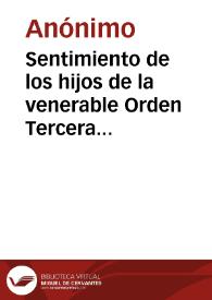 Sentimiento de los hijos de la venerable Orden Tercera al partir su Madre Sma. Ntra. Señora de Chiquinquirá | Biblioteca Virtual Miguel de Cervantes