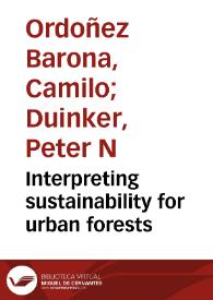 Interpreting sustainability for urban forests | Biblioteca Virtual Miguel de Cervantes