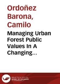 Managing Urban Forest Public Values In A Changing Climate | Biblioteca Virtual Miguel de Cervantes