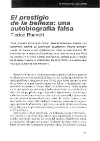 "El prestigio de la belleza": una autobiografía falsa / Piedad Bonnett | Biblioteca Virtual Miguel de Cervantes