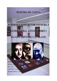 INTERACCIONS ENTRE PINTURA I LITERATURA, ANTONI MIRÓ I ELS ESCRIPTORS CATALANS / Antoni Miró ; Miquel Cruz | Biblioteca Virtual Miguel de Cervantes