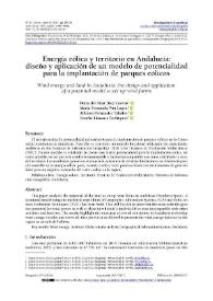 Energía eólica y territorio en Andalucía: diseño y aplicación de un modelo de potencialidad para la implantación de parques eólicos / María del Pilar Díaz Cuevas, María Fernanda Pita López, Alfonso Fernández Tabales, Natalia Limones Rodríguez | Biblioteca Virtual Miguel de Cervantes