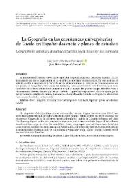 La Geografía en las enseñanzas universitarias de Grado en España : docencia y planes de estudios / Luis Carlos Martínez Fernández, José María Delgado Urrecho | Biblioteca Virtual Miguel de Cervantes