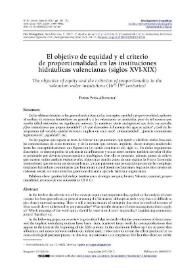 El objetivo de equidad y el criterio de proporcionalidad en las instituciones hidráulicas valencianas (siglos XVI-XIX) / Tomás Peris-Albentosa | Biblioteca Virtual Miguel de Cervantes