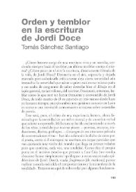 Orden y temblor en la escritura de Jordi Doce / Tomás Sánchez Santiago | Biblioteca Virtual Miguel de Cervantes