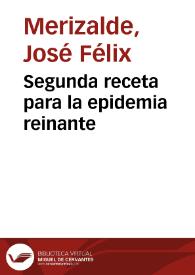 Segunda receta para la epidemia reinante | Biblioteca Virtual Miguel de Cervantes