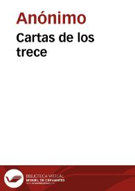 Cartas de los trece | Biblioteca Virtual Miguel de Cervantes