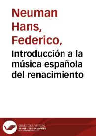 Introducción a la música española del renacimiento | Biblioteca Virtual Miguel de Cervantes