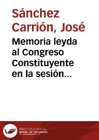 Memoria leyda al Congreso Constituyente en la sesión pública del día 12 de febrero de 1825 | Biblioteca Virtual Miguel de Cervantes