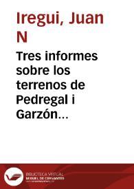 Tres informes sobre los terrenos de Pedregal i Garzón , de la señora María del Rosario Gómez: ocupados hace más de dos años i retenidos como de la Nación | Biblioteca Virtual Miguel de Cervantes