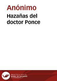 Hazañas del doctor Ponce | Biblioteca Virtual Miguel de Cervantes