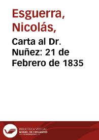 Carta al Dr. Nuñez: 21 de Febrero de 1835 | Biblioteca Virtual Miguel de Cervantes